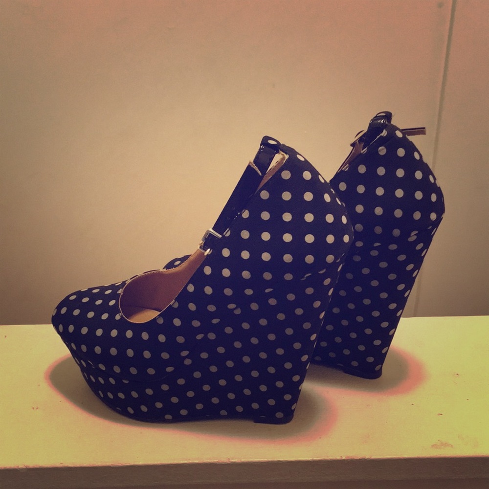 Polka dot platform wedges